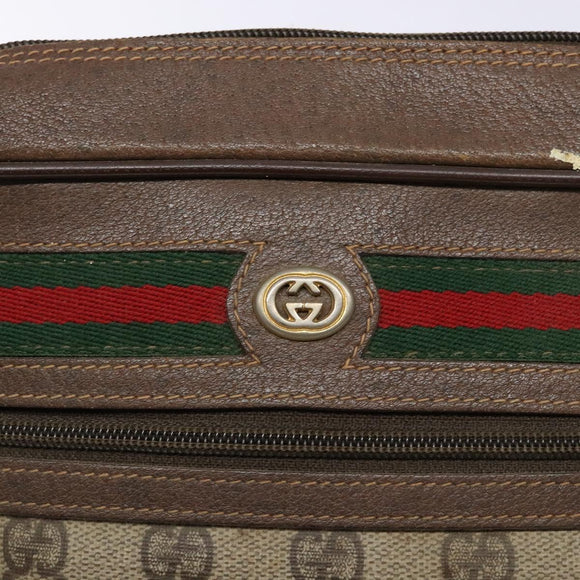 GUCCI GG Supreme Web Sherry Line Bag PVC Beige Gold 56 02 088 Auth sw1180