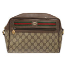 GUCCI GG Supreme Web Sherry Line Bag PVC Beige Gold 56 02 088 Auth sw1180-2