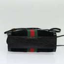 GUCCI Web Sherry Line Hand Bag Suede 2way Black Gold 547551 Auth sw1189-6