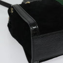 GUCCI Web Sherry Line Hand Bag Suede 2way Black Gold 547551 Auth sw1189-10