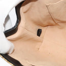 GUCCI Web Sherry Line Hand Bag Suede 2way Black Gold 547551 Auth sw1189-21