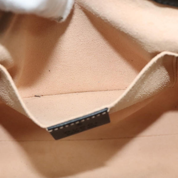 GUCCI Web Sherry Line Hand Bag Suede 2way Black Gold 547551 Auth sw1189