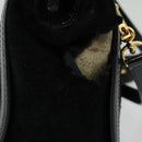 GUCCI Web Sherry Line Hand Bag Suede 2way Black Gold 547551 Auth sw1189-4