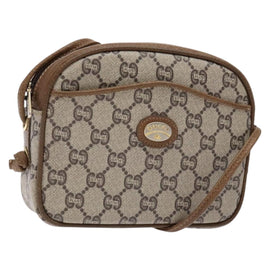 GUCCI GG Plus Supreme Shoulder Bag PVC Beige Gold Auth sw1190