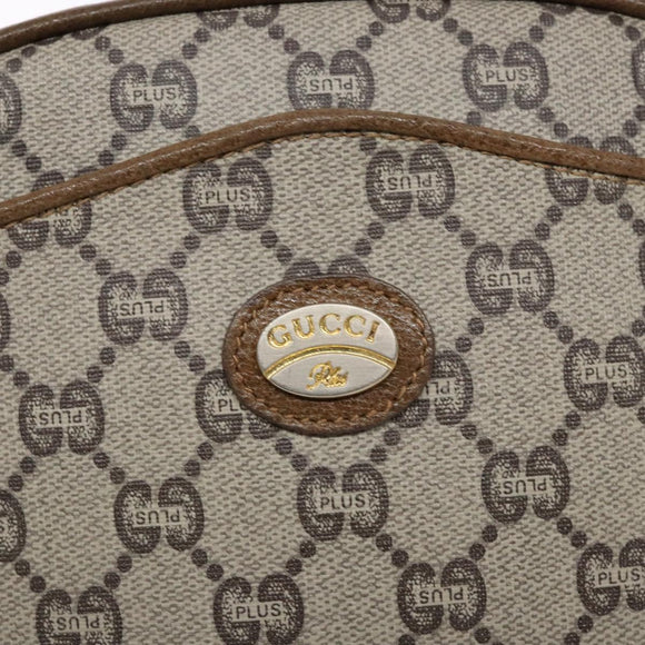 GUCCI GG Plus Supreme Shoulder Bag PVC Beige Gold Auth sw1190