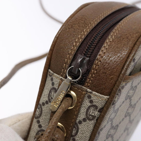 GUCCI GG Plus Supreme Shoulder Bag PVC Beige Gold Auth sw1190