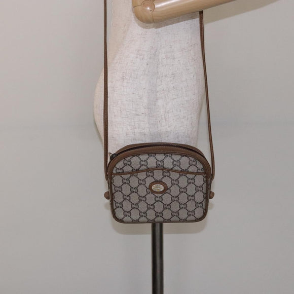 GUCCI GG Plus Supreme Shoulder Bag PVC Beige Gold Auth sw1190