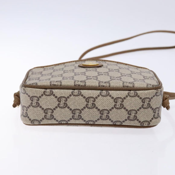 GUCCI GG Plus Supreme Shoulder Bag PVC Beige Gold Auth sw1190