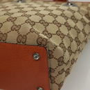 GUCCI GG Canvas Tote Bag Beige Silver 120840 Auth sw1192-16