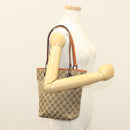GUCCI GG Canvas Tote Bag Beige Silver 120840 Auth sw1192-21