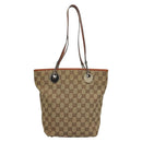 GUCCI GG Canvas Tote Bag Beige Silver 120840 Auth sw1192-2