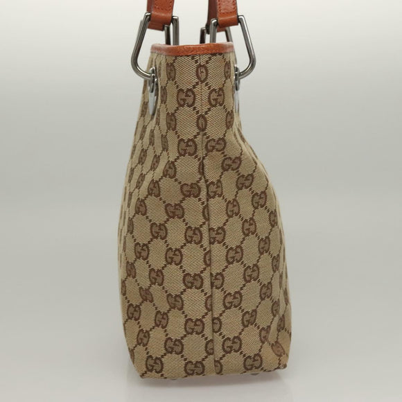 GUCCI GG Canvas Tote Bag Beige Silver 120840 Auth sw1192