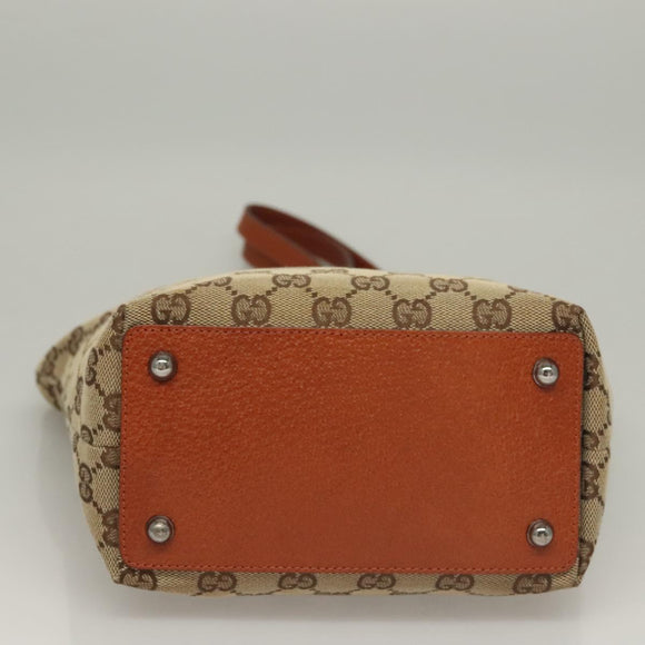 GUCCI GG Canvas Tote Bag Beige Silver 120840 Auth sw1192