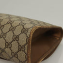 GUCCI GG Supreme Web Sherry Line Clutch Bag PVC Beige Gold 89 01 031 Auth sw1195-16