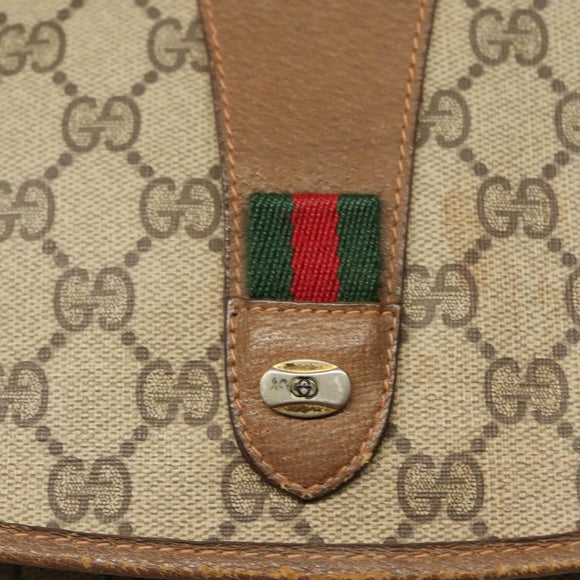 GUCCI GG Supreme Web Sherry Line Clutch Bag PVC Beige Gold 89 01 031 Auth sw1195