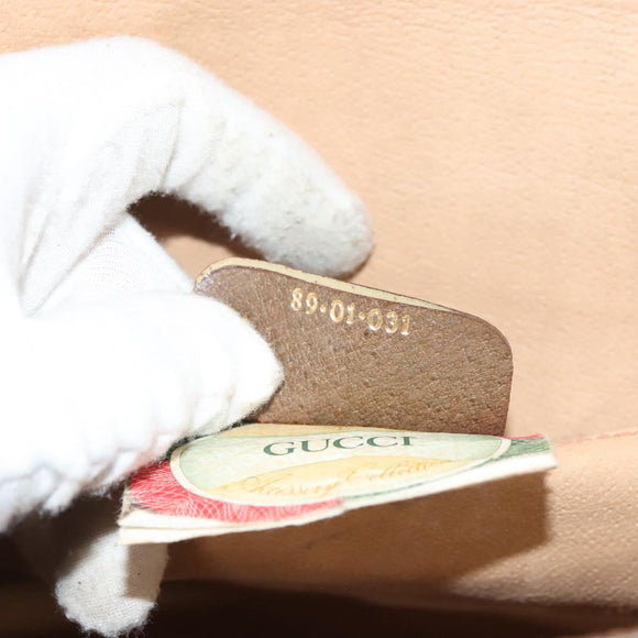 GUCCI GG Supreme Web Sherry Line Clutch Bag PVC Beige Gold 89 01 031 Auth sw1195