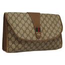 GUCCI GG Supreme Web Sherry Line Clutch Bag PVC Beige Gold 89 01 031 Auth sw1195-1