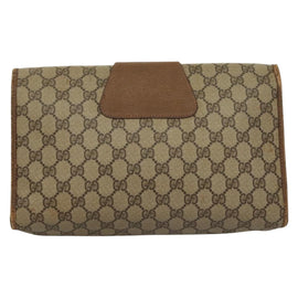 GUCCI GG Supreme Web Sherry Line Clutch Bag PVC Beige Gold 89 01 031 Auth sw1195 - 0