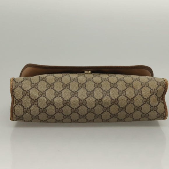 GUCCI GG Supreme Web Sherry Line Clutch Bag PVC Beige Gold 89 01 031 Auth sw1195