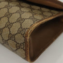 GUCCI GG Supreme Web Sherry Line Clutch Bag PVC Beige Gold 89 01 031 Auth sw1195-14