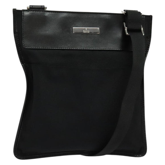 GUCCI Shoulder Bag Nylon Black Silver 019 0348 Auth sw1199