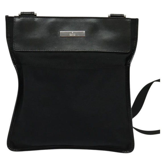 GUCCI Shoulder Bag Nylon Black Silver 019 0348 Auth sw1199