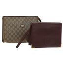 GUCCI Cartier GG Supreme Clutch Bag Leather PVC 2Set Beige Bordeaux Auth sw1201-1
