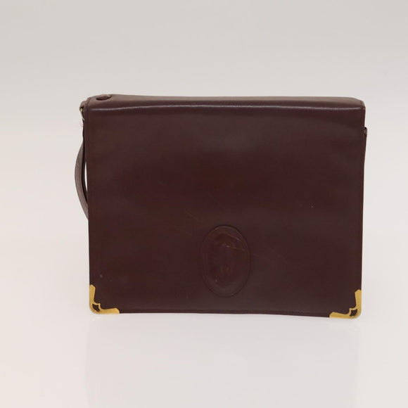 GUCCI Cartier GG Supreme Clutch Bag Leather PVC 2Set Beige Bordeaux Auth sw1201