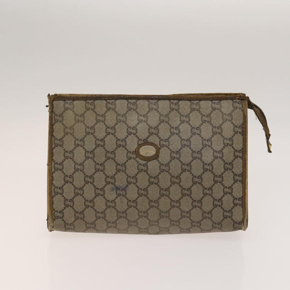 GUCCI Cartier GG Supreme Clutch Bag Leather PVC 2Set Beige Bordeaux Auth sw1201