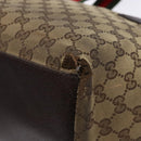 GUCCI GG Canvas Web Sherry Line Tote Bag Beige Silver 131230 Auth sw1202-15