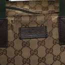 GUCCI GG Canvas Web Sherry Line Tote Bag Beige Silver 131230 Auth sw1202-17