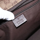 GUCCI GG Canvas Web Sherry Line Tote Bag Beige Silver 131230 Auth sw1202-18