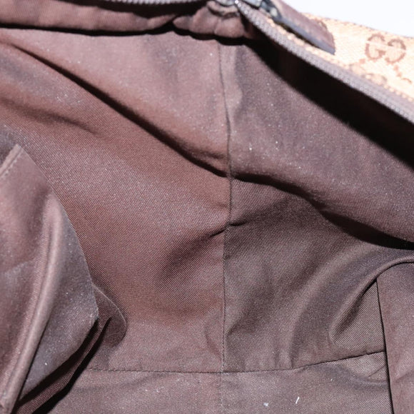 GUCCI GG Canvas Web Sherry Line Tote Bag Beige Silver 131230 Auth sw1202