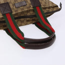 GUCCI GG Canvas Web Sherry Line Tote Bag Beige Silver 131230 Auth sw1202-7