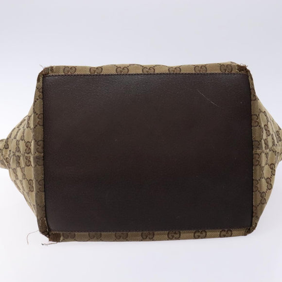 GUCCI GG Canvas Web Sherry Line Tote Bag Beige Silver 131230 Auth sw1202