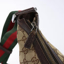 GUCCI GG Canvas Web Sherry Line Shoulder Bag Beige Silver 181092 Auth sw1203-17