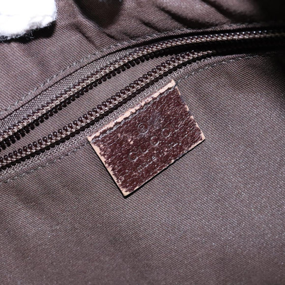 GUCCI GG Canvas Web Sherry Line Shoulder Bag Beige Silver 181092 Auth sw1203