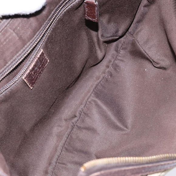 GUCCI GG Canvas Web Sherry Line Shoulder Bag Beige Silver 181092 Auth sw1203