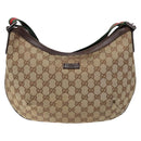 GUCCI GG Canvas Web Sherry Line Shoulder Bag Beige Silver 181092 Auth sw1203-2