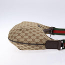 GUCCI GG Canvas Web Sherry Line Shoulder Bag Beige Silver 181092 Auth sw1203-4