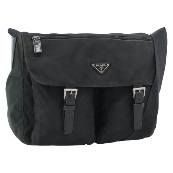 PRADA Shoulder Bag Nylon Black Silver Auth sw1204