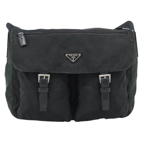 PRADA Shoulder Bag Nylon Black Silver Auth sw1204