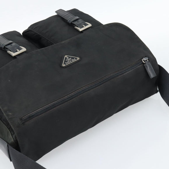 PRADA Shoulder Bag Nylon Black Silver Auth sw1204