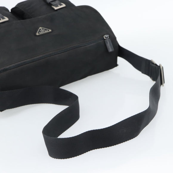 PRADA Shoulder Bag Nylon Black Silver Auth sw1204