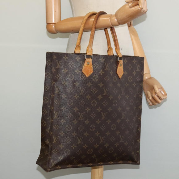 LOUIS VUITTON Monogram Sac Plat Hand Bag M51140 LV Auth sw1208