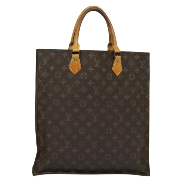 LOUIS VUITTON Monogram Sac Plat Hand Bag M51140 LV Auth sw1208