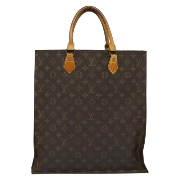 LOUIS VUITTON Monogram Sac Plat Hand Bag M51140 LV Auth sw1208