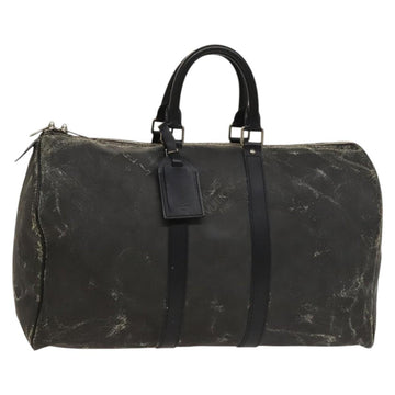 LOUIS VUITTON Damier Carbon Keepall 45 Boston Bag Black N41415 LV Auth sw1210