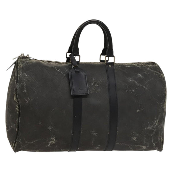 LOUIS VUITTON Damier Carbon Keepall 45 Boston Bag Black N41415 LV Auth sw1210