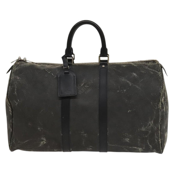 LOUIS VUITTON Damier Carbon Keepall 45 Boston Bag Black N41415 LV Auth sw1210